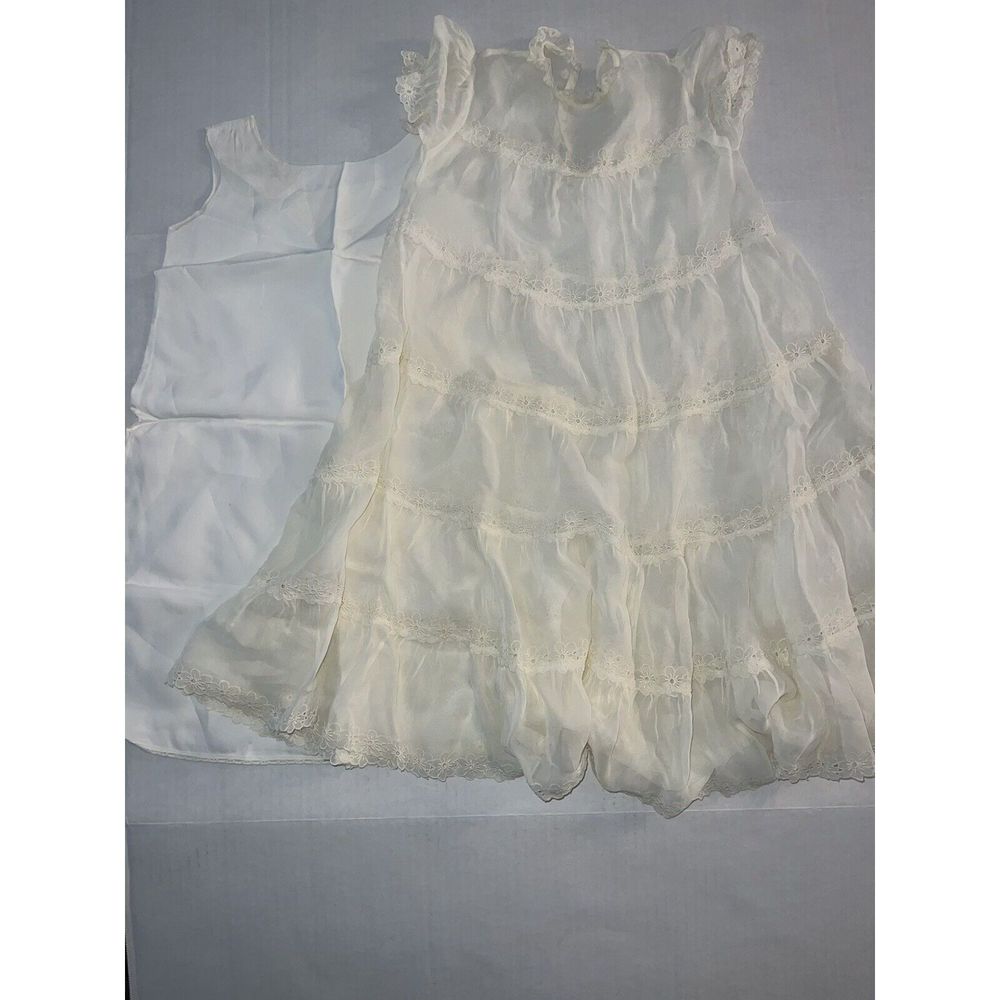 Vintage Christening Gown Cap Slip Jacket And Booties Measurements In Pics